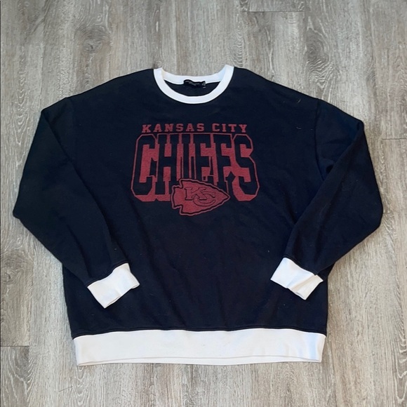 Junk Food Clothing Black and White Crewneck Sweater xxl kc Kansas City chiefs - Picture 1 of 6